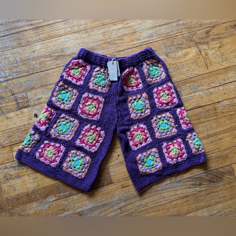 Free People x Flook - Frances Purple Crochet Grandma Shorts - Picture 2 of 5